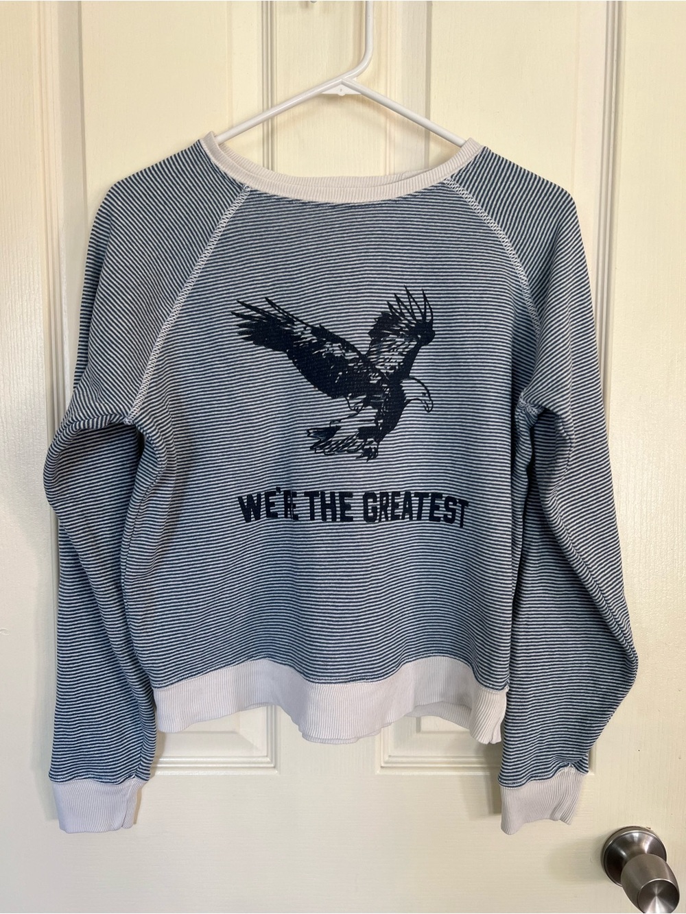 The Great Size 1 Blue Stripe Eagle We’re The Greatest Sweatshirt USA